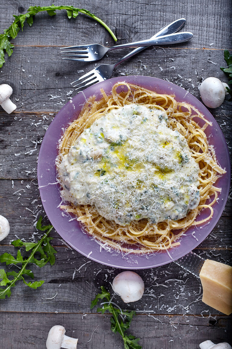 Pasta with Cream Mushroom Sauce easy to make step-by-step recipe