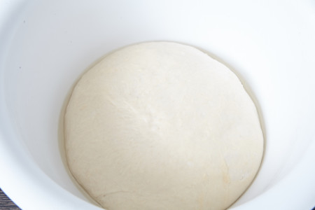 The dough after the microwave oven for homemade bread in one hour