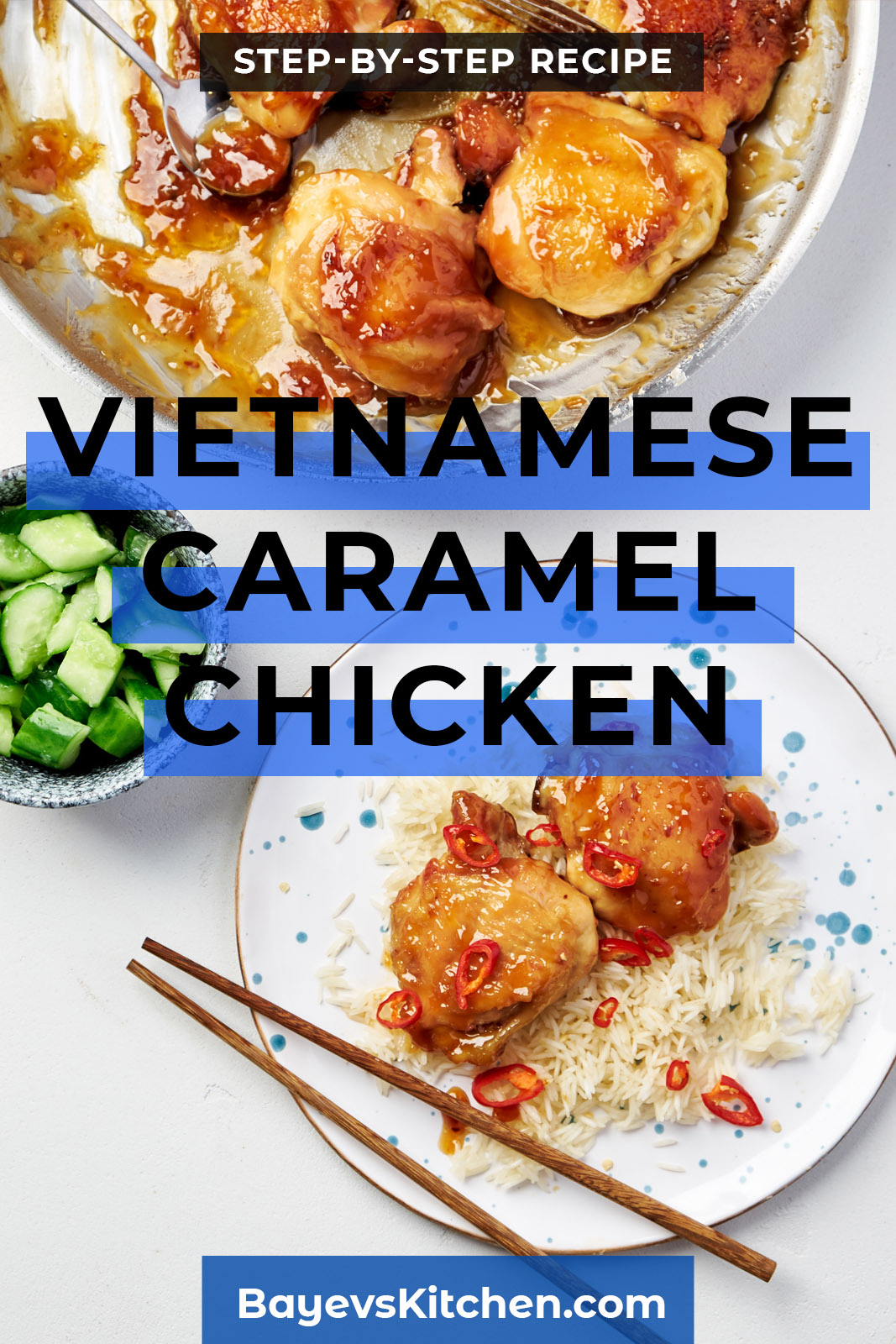 Vietnamese Caramel Chicken. A caramel sauce gives the chicken a sweetness and the same smoothness as caramel. There’s a little chili to tickle the taste buds slightly and fish sauce perfectly emphasizes the taste of meat, makes it richer, and helps to tie all flavors together. In the end, the sweet and salty components work perfectly together. Reminding us once again that most brilliant things are simple. Via @bayevskitchen