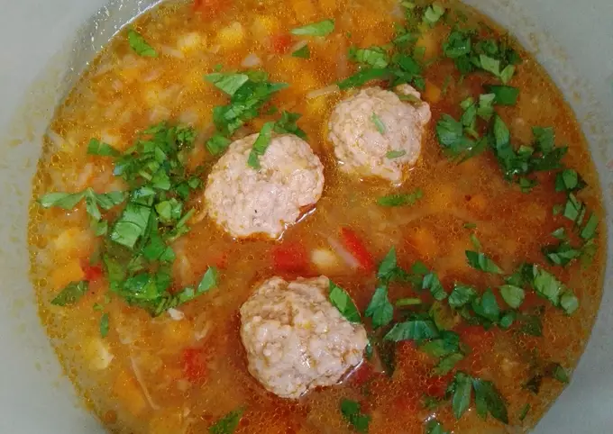 #20 Chickpea soup with meatballs.
