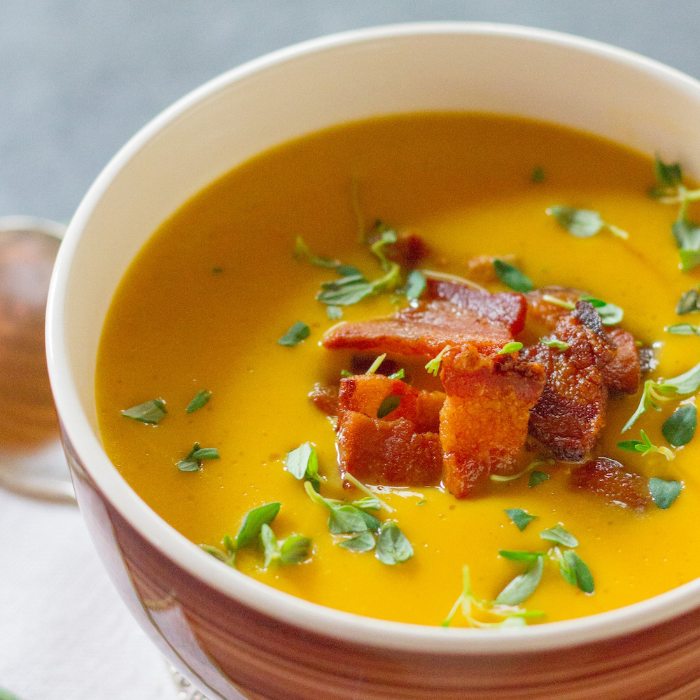 #27. Pumpkin spice soup with bacon.