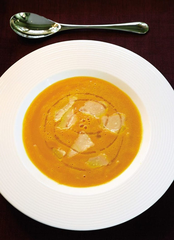 #28 Pumpkin soup with parmesan.
