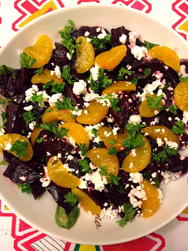 #5 Roaste beet salad with feta cheese and oranges.