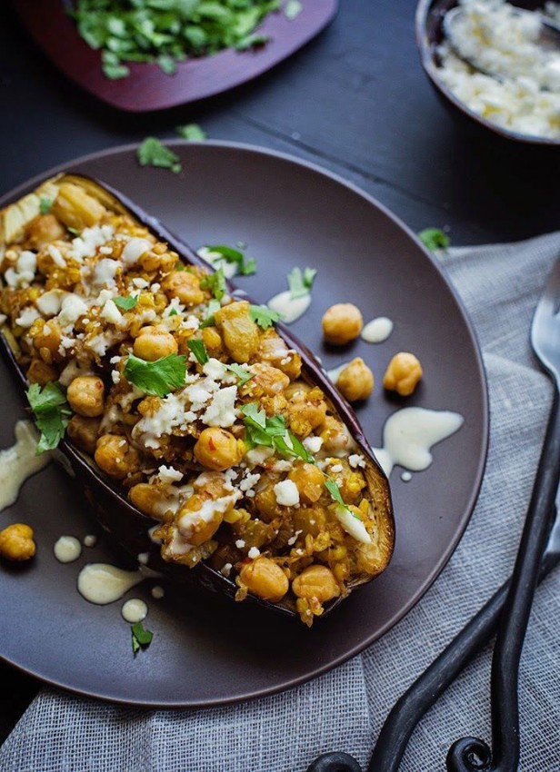 #9 Eggplant stuffed with quinoa and chickpeas