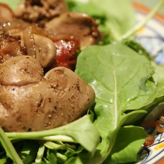 #1 Warm chicken liver salad with balsamic vinegar