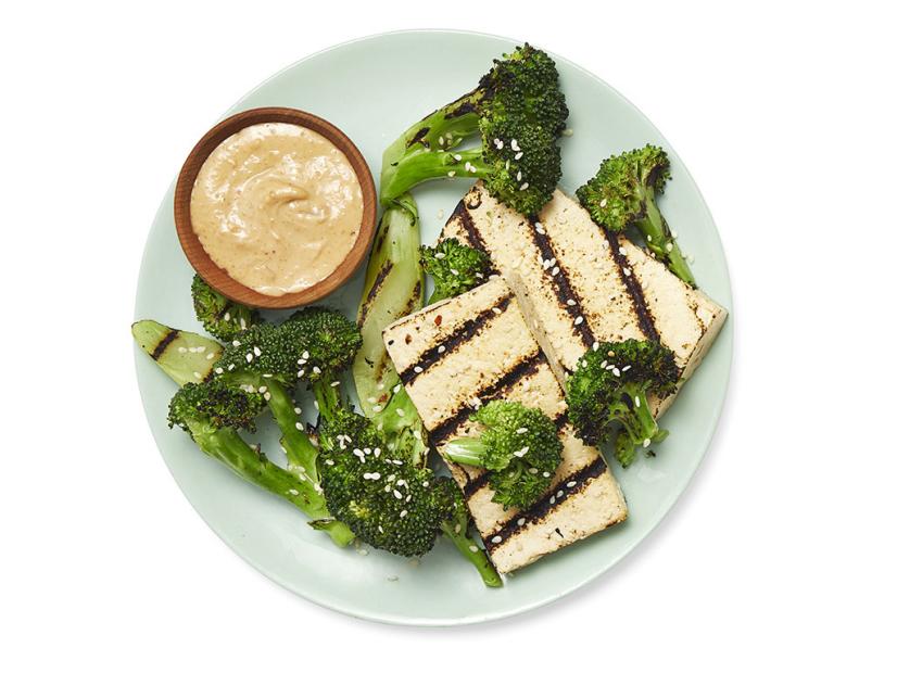 #15 Grilled tofu and broccoli with peanut sauce