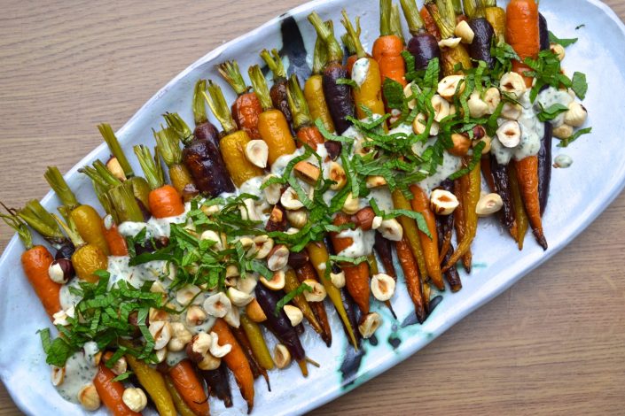 #3  Roasted carrots with mint and tahini sauce