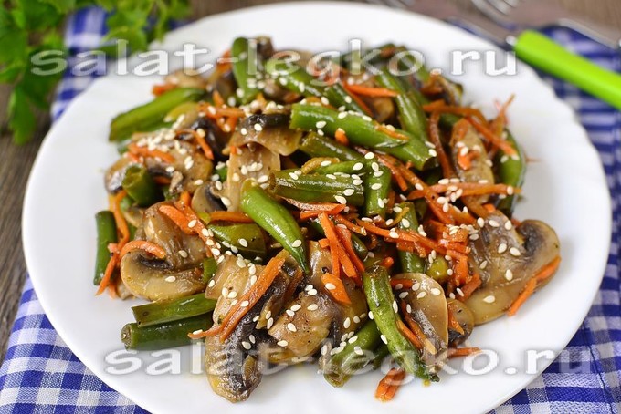 #10 Салат с корейской морковкой и грибами