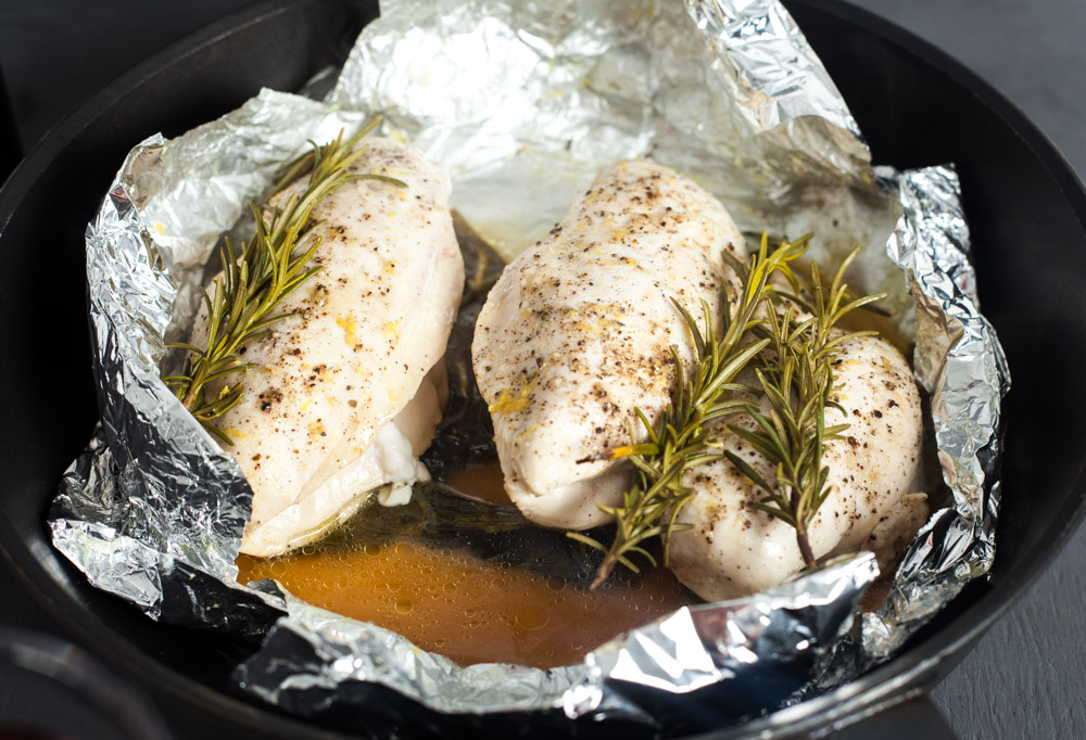 #2 Chicken breasts with rosemary and spinach in a foil envelope in 15 minutes