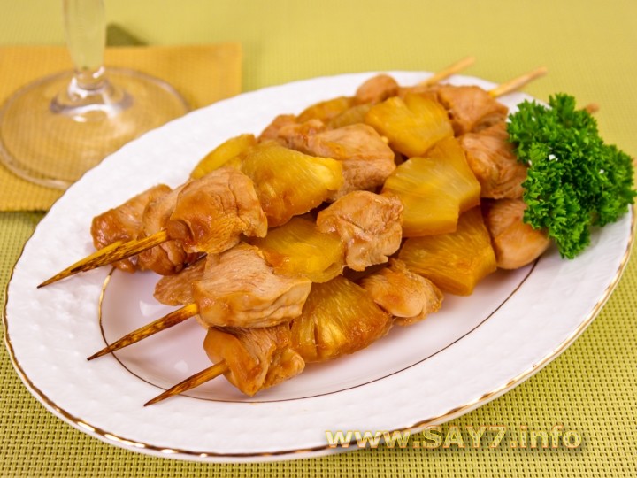 #52. Homemade chicken breast kebabs with pineapple