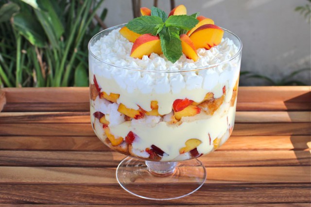 #7 Trifle with peaches and whipped cream