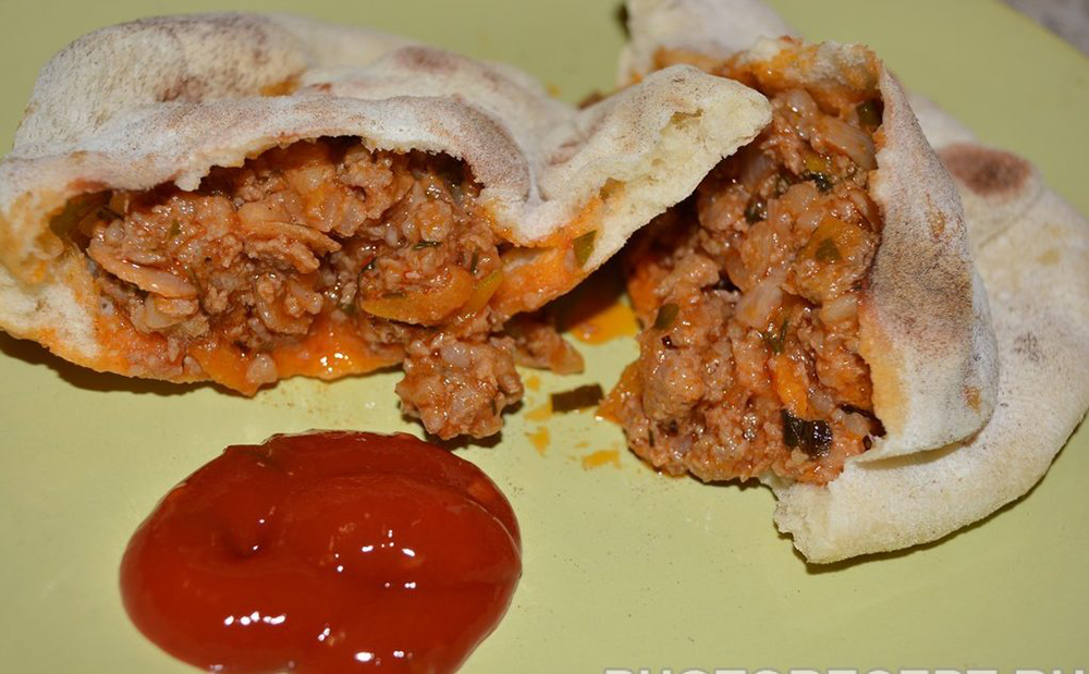 #1. Pita with meat sauce Bolognese