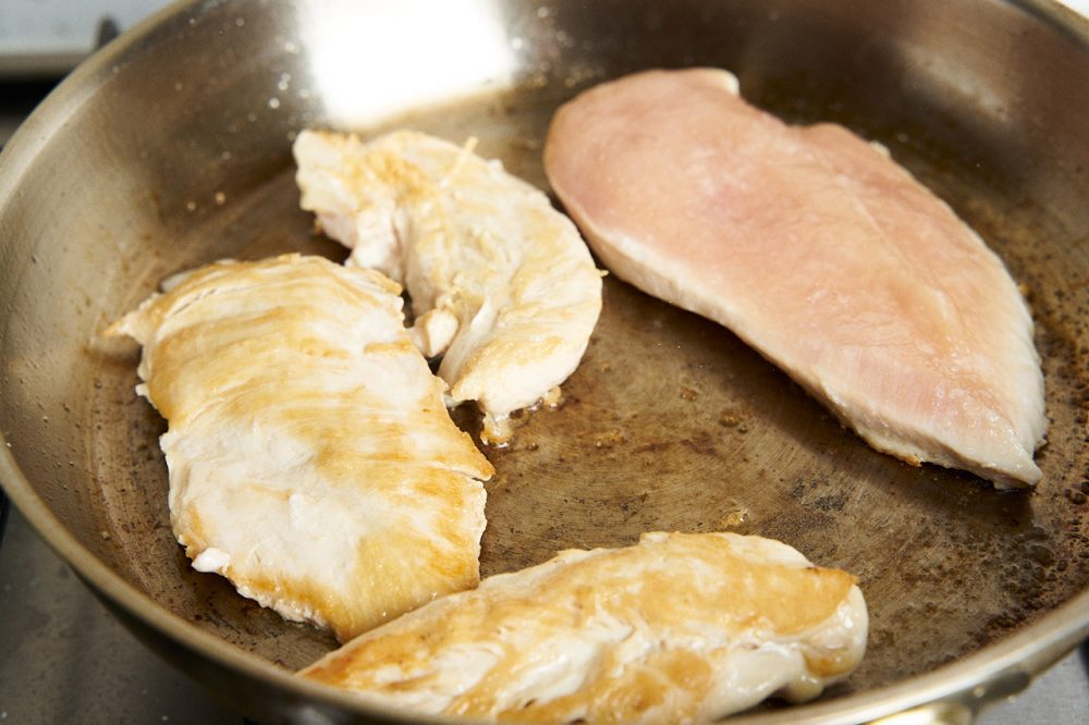 Cook the chicken until golden brown