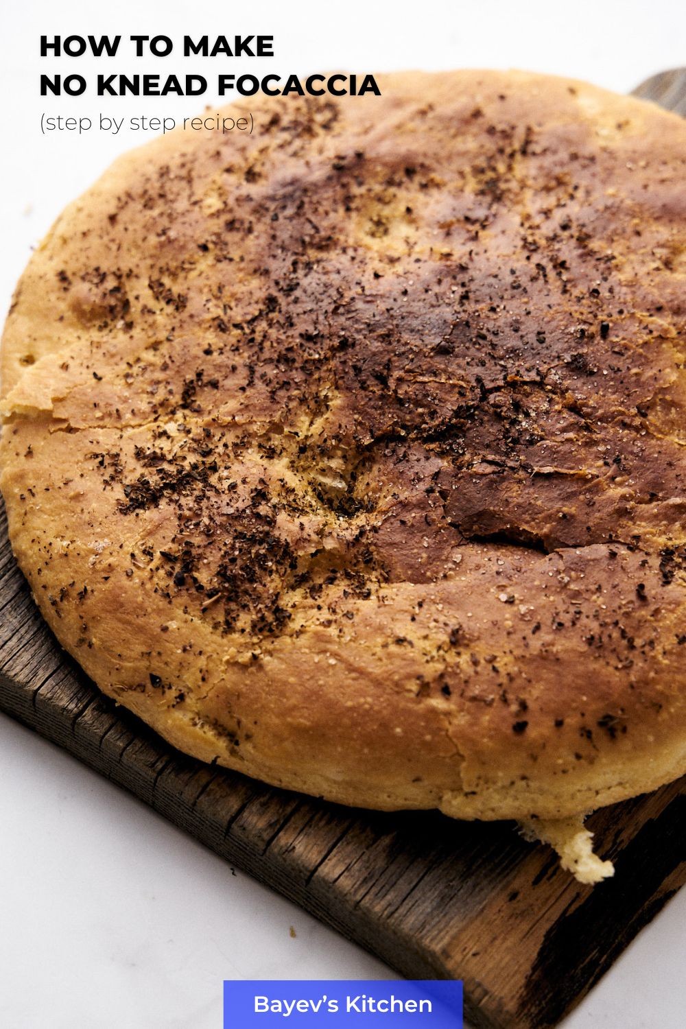 How to make no knead focaccia bread. Step by step directions. Easy Recipe.