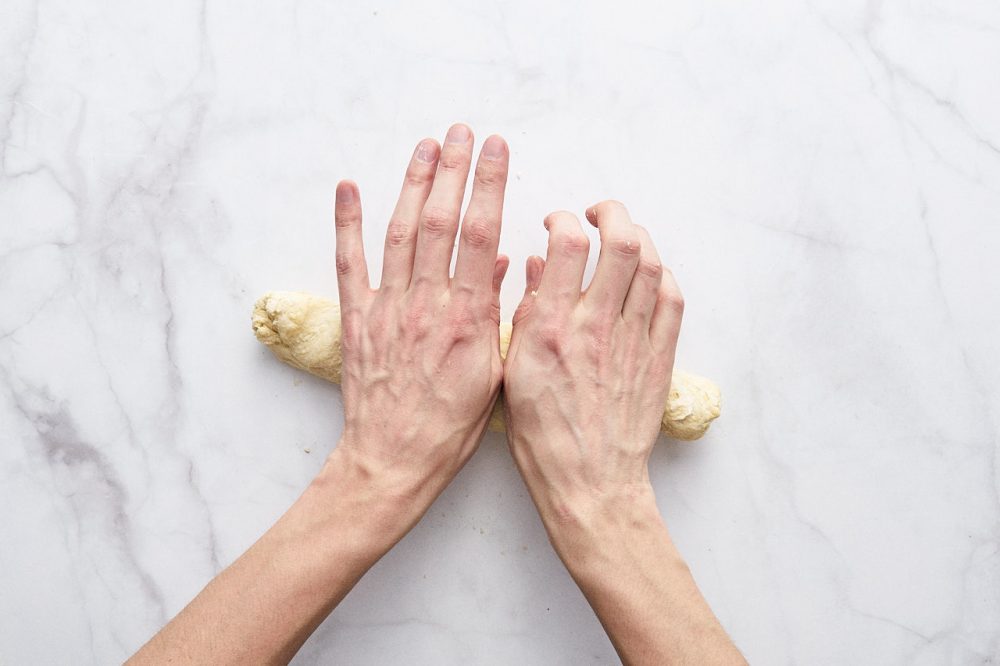 Knead the dough with your hands for 10 minutes until smooth