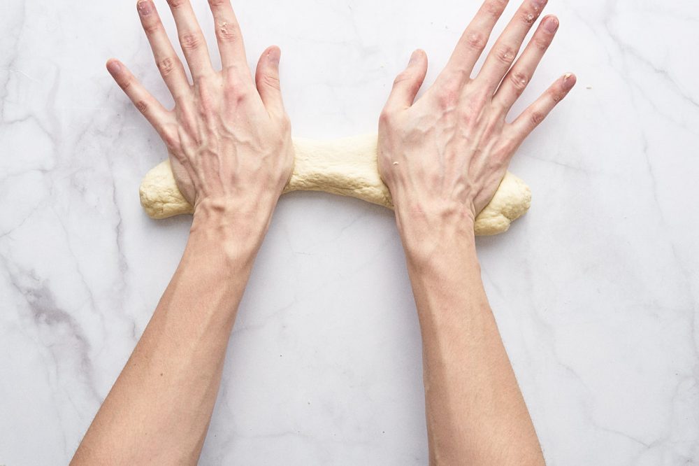 Knead the dough with your hands for 10 minutes until smooth