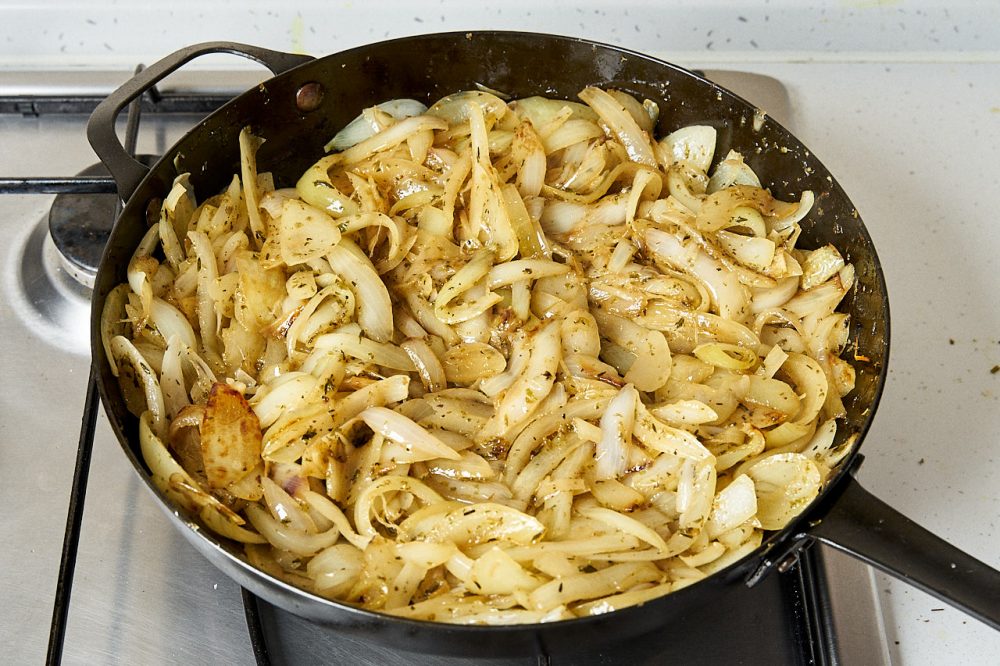 Braise the onions over low heat for about 30 minutes, stirring every couple of minutes