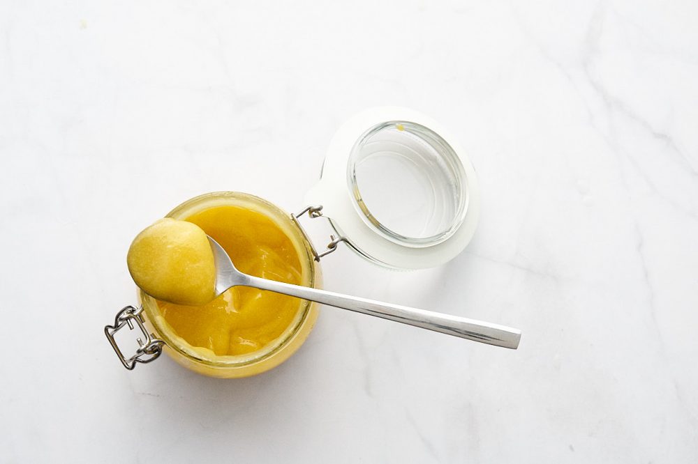 Prepared lemon curd in a jar
