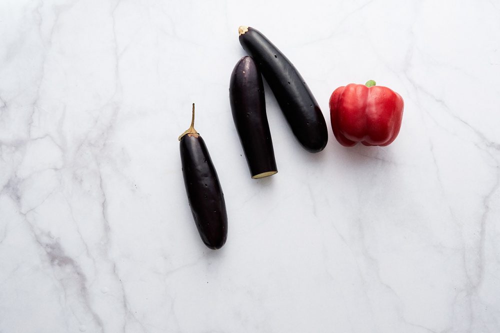 Pierce the eggplants with a wooden skewer