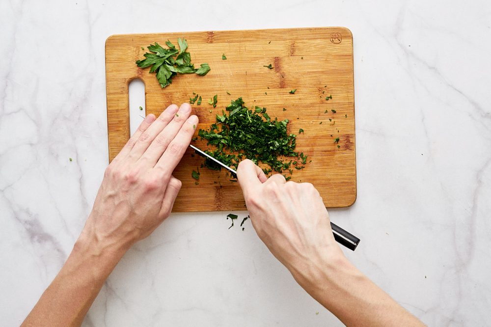 Finely chop the parsley leaves