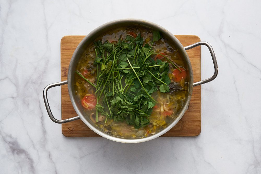 Add the parsley to the pot