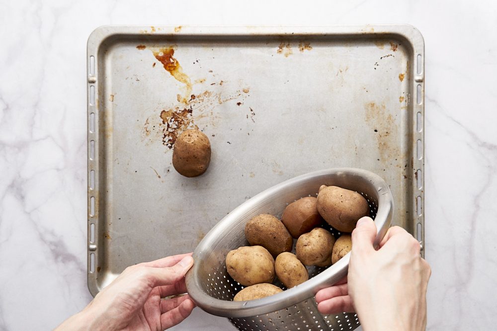 Place the potatoes on a baking tray