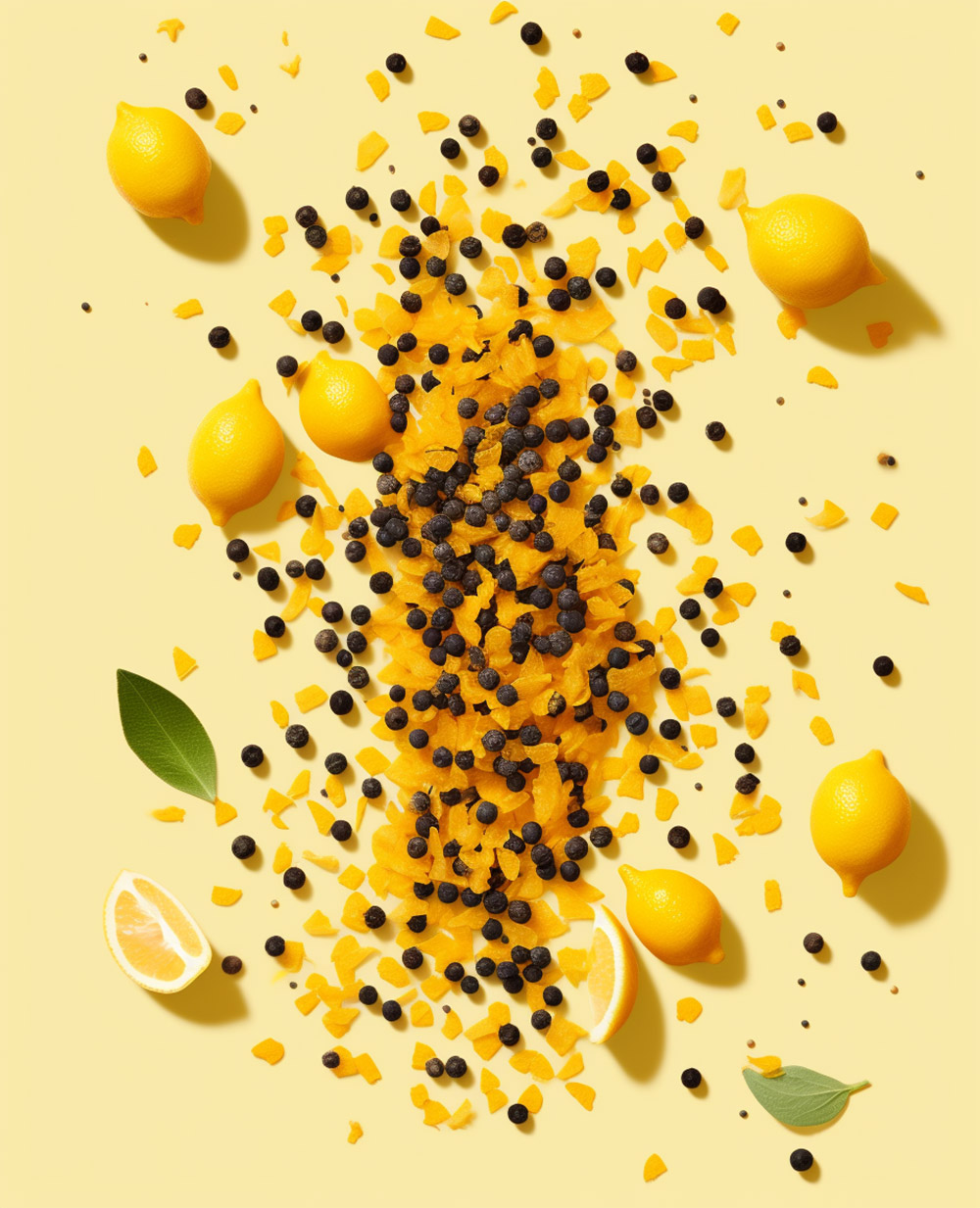 lemon zest and Szechuan peppercorns