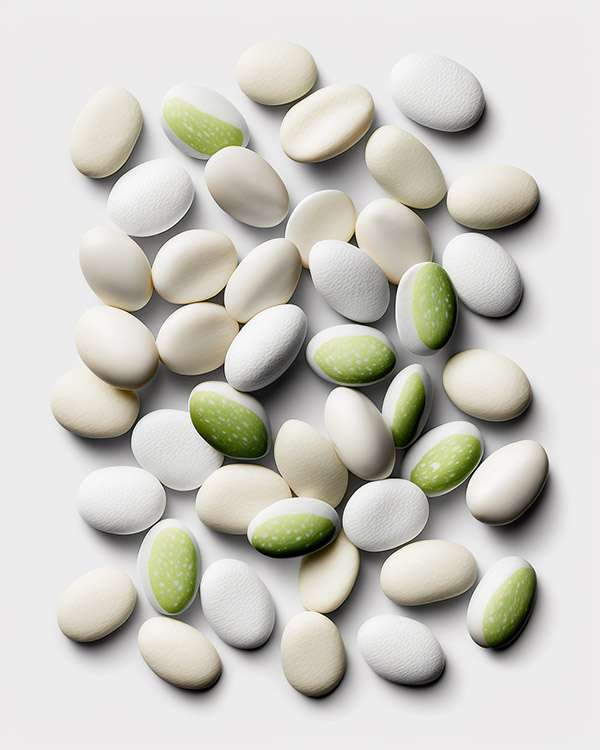 lima beans on white background