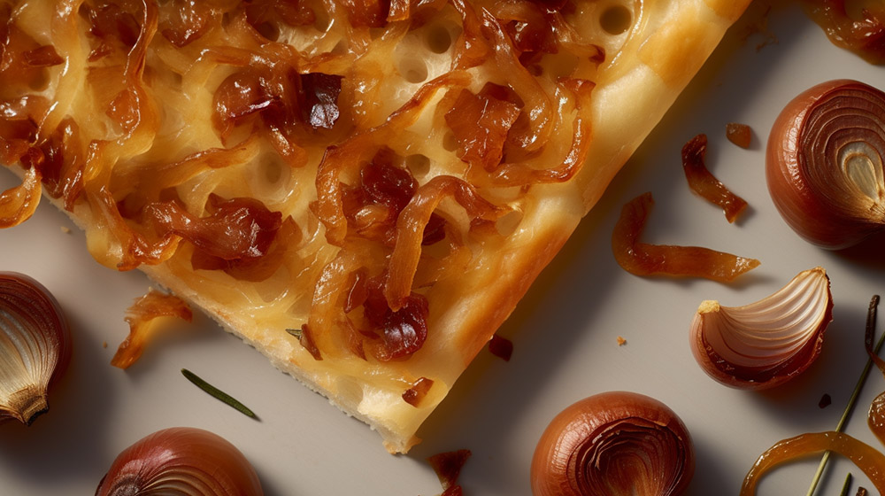 focaccia and caramelized onions