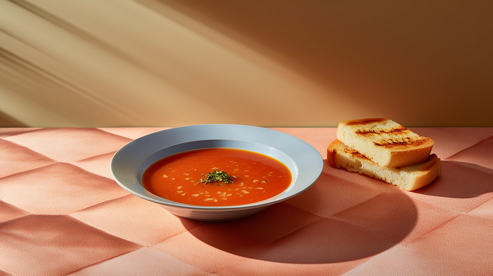 focaccia and tomato soup