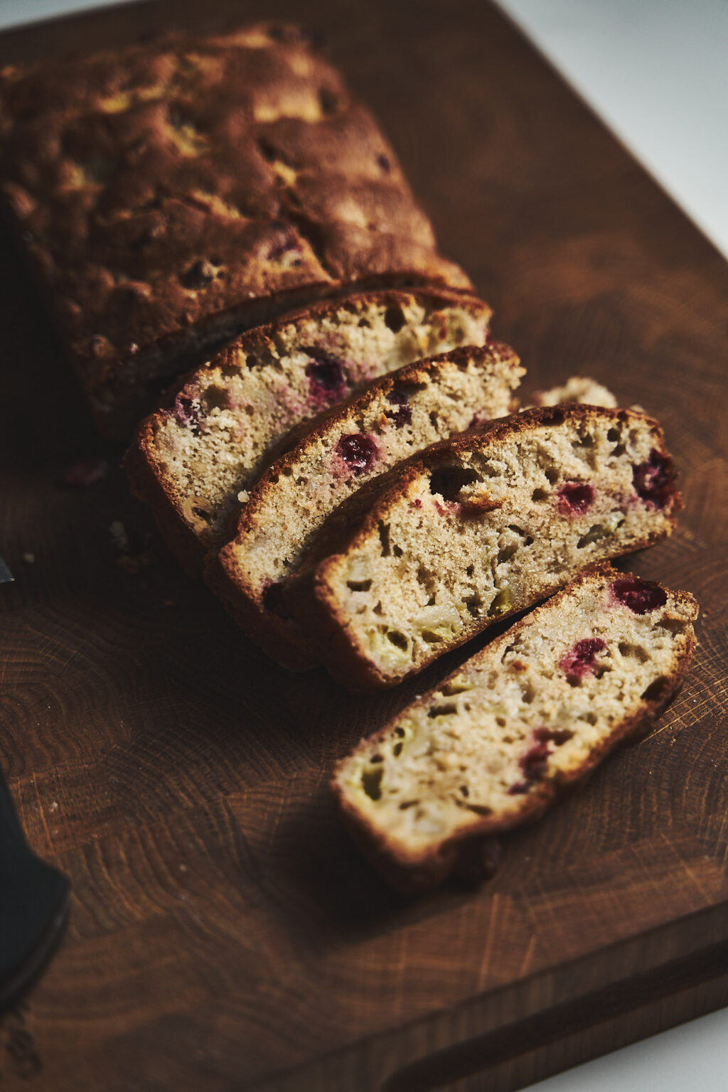 Banana bread with cranberries and walnuts