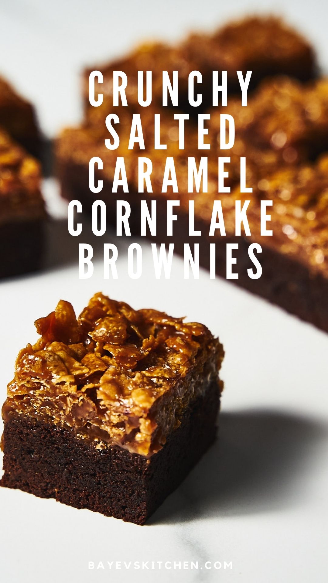 Crunchy Salted Caramel Cornflake Brownies by bayevskitchen.com